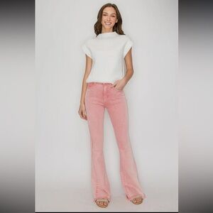 057- Acid Washed Pink Flare Jeans